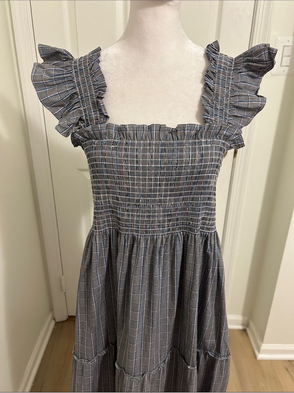 Hill House Home Ellie Nap Dress Tai Check Gray and Blue Plaid Size Large - Picture 5 of 15